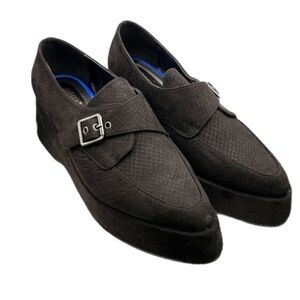 Dolls Kill | Black Library Luxe Platform Shoes with Silver Buckle NIB